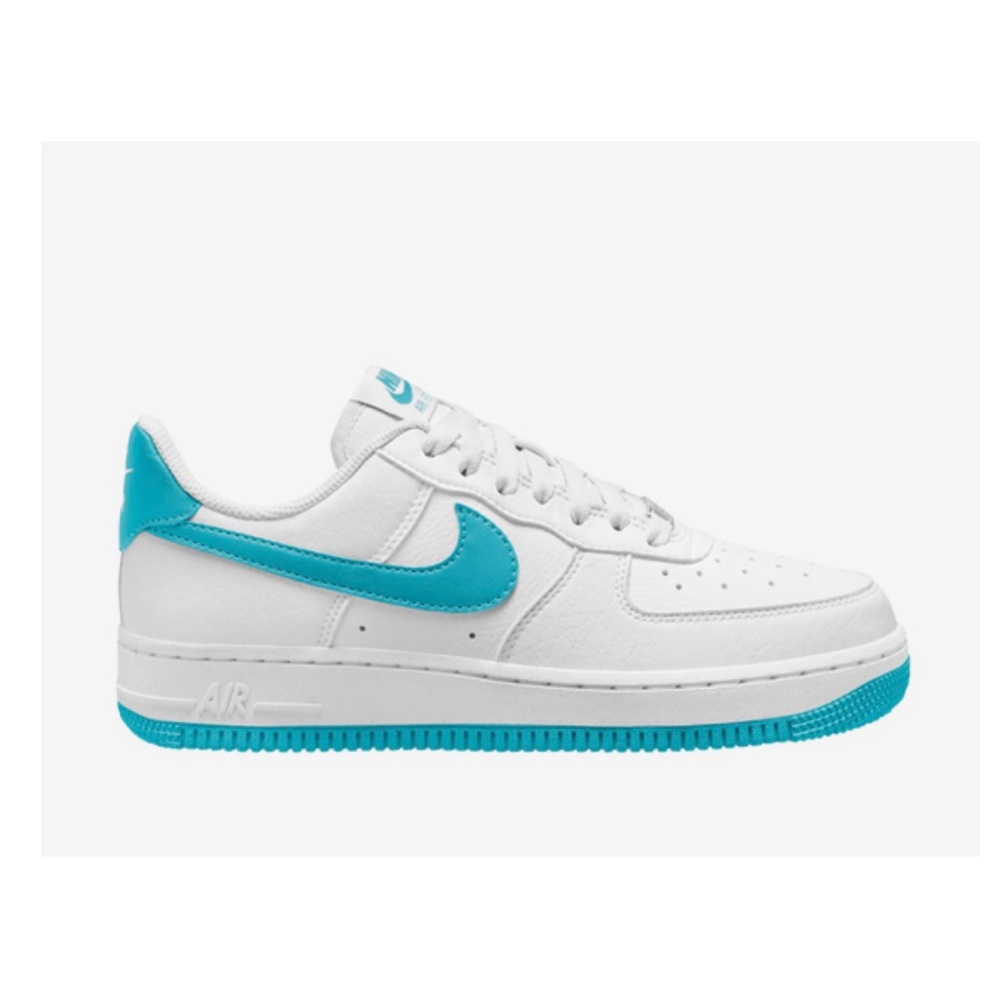 Nike Air Force 1 White and Teal Sneakers